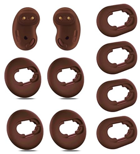 4 pares de almohadillas de repuesto adecuadas para Samsung Galaxy Buds Live, puntas de repuesto de silicona pequeñas y grandes SM-R180 con Bluetooth (marrón)