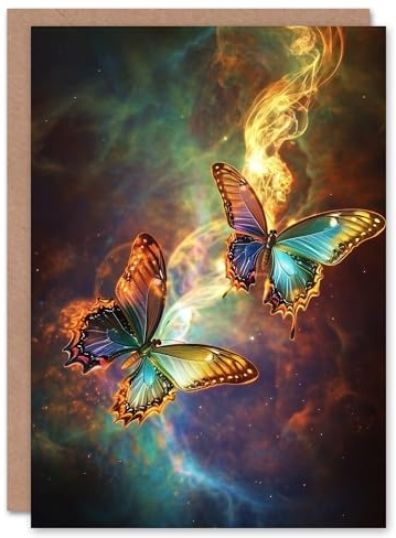 Artery8 Greeting Card Universe String Theory Cosmic Butterflies Dance For Her Woman Birthday Card