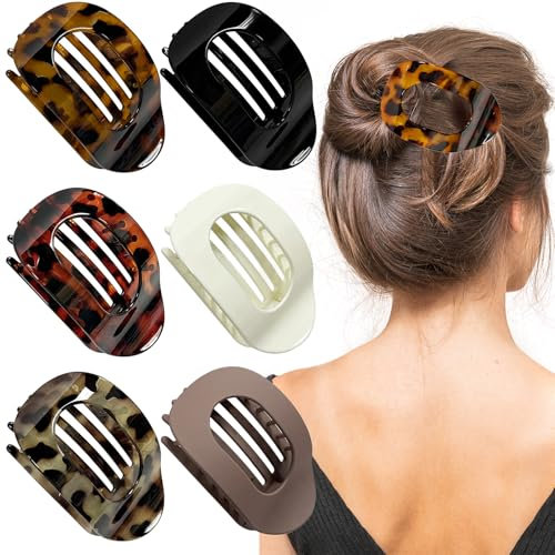 TZEKING 6 Piezas de Pinzas para Mujer,Pinzas Planas para Mujer, Pinzas Planas Redondas para Mujer,Pinzas Planas de Agarre Cómodo y Fuerte para el Cabello,para Cabello Grueso y Fino