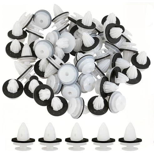 Car Trim Clips Plastic Fasteners, 50 Pcs White Universal Door Trim Clips, Auto Clips Fastener Rivets, Universal Automotive Nylon Bumper Clips Kit, Vehicle Accessories Suitable for Most Car