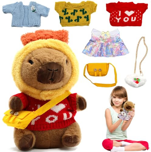 Yesmoyhe Capybara Peluche Interactivo con Ropa y Accesorios - Juguete de Capibara para Niño