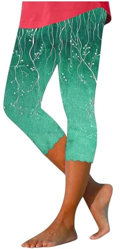 Damen-Leggings, hohe Taille, Kuh-Druck, Damen-Leggings für Damen, Multipack, gepunktet, Lipödeme, Kompression, gemustert, Yoga, Cargotasche, mintgrün, XL