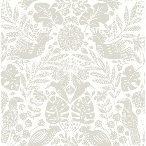 Nestle Dove Bird Block Print Wallpaper