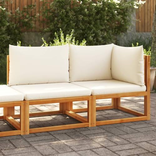Teenpull Gartensofa 2-Sitzer aus massivem Akazienholz mit geflochtenem Seil, Bequeme Kissen, modular, für Terrasse, Balkon und Garten