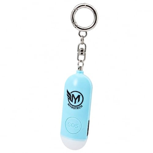 Myrotech Persönlicher Sicherheitsalarm mit Stroboskop-LED, Doppel-Lautsprecher, SOS-Taste, Schlüsselanhänger, 4 Farben (blau)