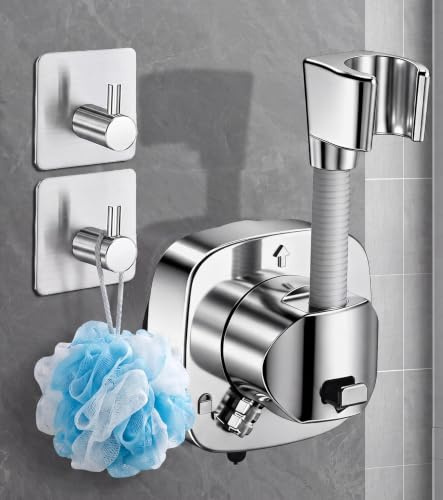 Support Pommeau de Douche Ventouse, Rotatif 360°| Sans Percage | Charge 10 kg | Shower Holder Suction Cup, Shower Head Support avec Accroche, Fixation Attache Résistant à la Rouille pour Bathroom