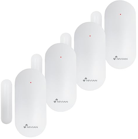 NIVIAN NVS-mag-Sensor – Sensor magnético inalámbrico para Puertas y Ventanas | Detección de Apertura por Radio 433 MHz | Alcance 100 m | Funcionamiento a batería | Instalación Adhesiva sin Cables