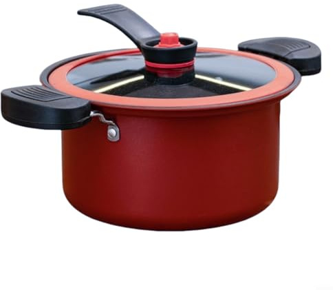 FACAIIO Schnellkochtopf aus Edelstahl, 3,5 l, mit Antihaftbeschichtung zum Schmoren, langsames Kochen und offene Flamme (rot)