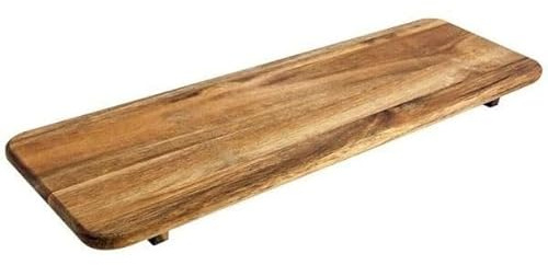 Acacia Wood Display Platter Raised Serving Board Feet Cheese Charcuterie Tray Collection Sturdy