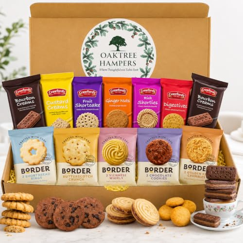 Assorted Biscuits Gift Set – Biscuit Hamper Includes 12 Packs of Premium Crawfords & Border Biscuits (31 Singles Total) for Tea Time, Picnics, Gifting or Snacks – British Biscuits Gift Set by TGBK
