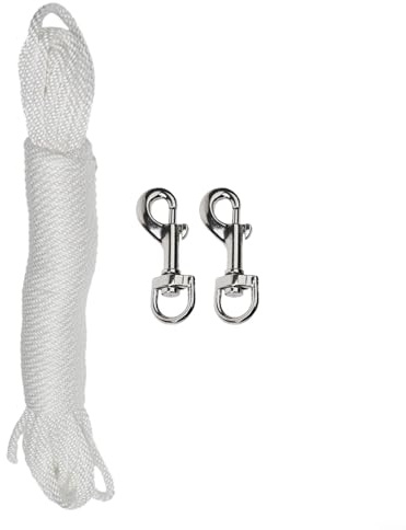 38ft Flagpole Halyard Rope Kit with Snap Hooks, 1/4 Inch Nylon Pulley Line for Garden Yard Outdoor Use, Black Replacement Cord and Clips Assembly