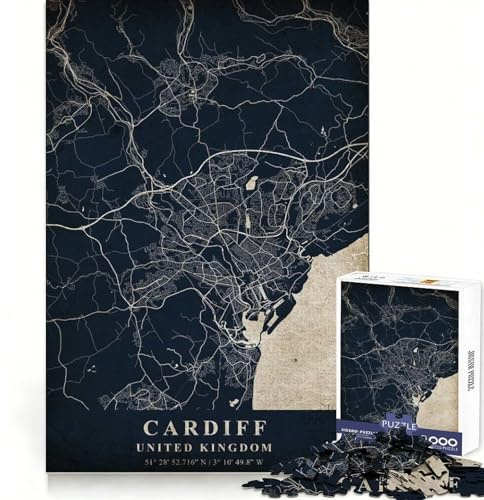Cardiff United Kingdom Jigsaw 1000 Pieces for Teenagers Focus Ability Cozy Relaxation Interlock Well Ideal Present (38x26cm)