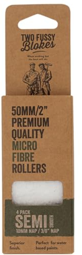 Two Fussy Blokes Microfibre Mini Paint Rollers 50mm (2 Inch) – 4 Pack – 10mm Nap – for Semi-Smooth Surfaces, MDF, Plywood, Cement Boards, Metal bannisters and Gates