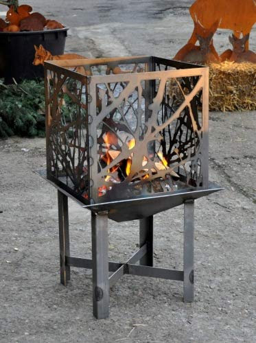 Japan Koi Edelrost Feuerkorb Stahl Modell Geäst 87cmx59cm