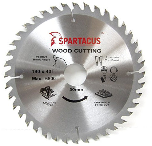 Spartacus 190mm Diameter x 40 Teeth x 30mm Bore Wood Cutting Circular Saw Blade Fits Bosch GKS65 1564 1568 PKS66 GKS68B