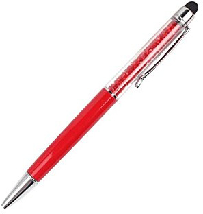 Crystal Light Red Ball Point Gift Pen Made With Real Crystal Elements & Stylus UK Seller