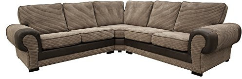 Sofas and More Big Corner Sofa Suite Tango 3+2 Armchair Jumbo Cord Brown (Corner 2c2)