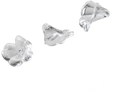 200 Blütenkelch-Perlen 10,5x10x7,5mm, Kelche, Lilien, Röcke, weiß transparent