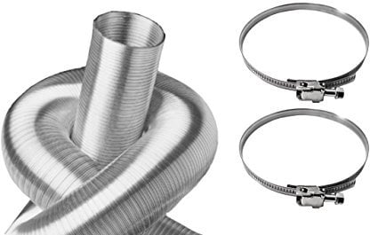 Intelmann Tubo flessibile in alluminio, 200 mm, lunghezza 3 m + 2 fascette stringitubo in acciaio inox