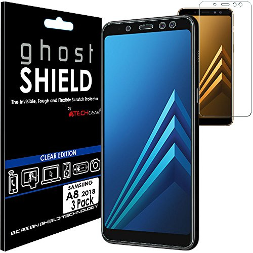 TECHGEAR [3 Pack] Screen Protectors to fit Samsung Galaxy A8 2018 (SM-A530 Series) [ghostSHIELD Edition] Genuine Reinforced Flexible TPU Screen Protector Guard Covers with Full Screen Coverage