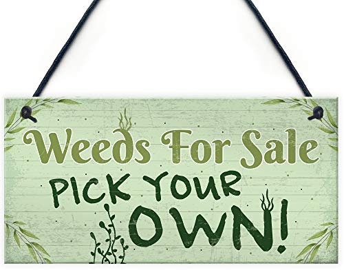 RED OCEAN Weeds For Sale Funny Garden Signs And Plaque Shed Summer House Garage Den Gifts