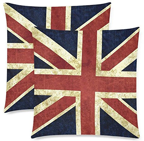 Liuzhis Kissenbezug mit britischer Flagge, Union Jack, Baumwolle, 45,7 x 45,7 cm, doppelseitig, Rot / Blau