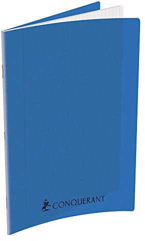 Cahier 24x32 couverture plastique bleu 192p grands carreaux 70g