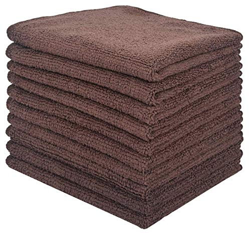 HIDMD Mikrofasertücher Geschirrtücher Haushalts handtücher Super saugfähig Mikrofaser Reinigungstücher Geschirrtücher Mehrzweck 30cm x 30cm 10 Stück Braun