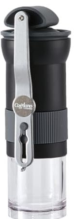 Molinillo de Café Manual Cafflano Krinder | Ligero - 295g | Portátil - Tamaño Compacto y Diseño Ergonómico | Fresas de Acero de Precisión | Consistencia de Molido | Rueda de Ajuste Fácil | Color Negro