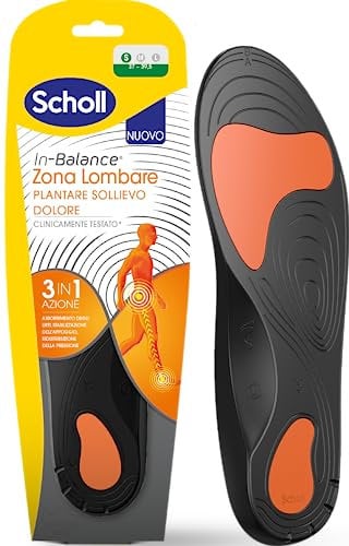 Scholl In-Balance Zona Lombare, Plantare Sollievo Dolore, Lombalgia, Plantari con Gel Ammortizzante a Doppio Strato con Supporto Flessibile per la Zona Lombare, Taglia S (37-39.5), 1 Paio