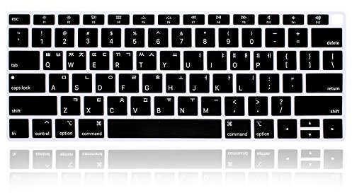 MMDW Korean Language Silicone Keyboard Cover Skin for MacBook Air 13 with Retina Display and Touch ID 2020 2019 2018 Model A1932 Keyboard Protector Skin (US Versions),Black