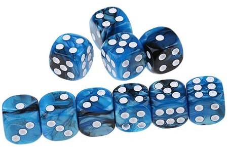 BEAUTYBIGBANG 10 Stück Würfel 16 mm Acryl für Spiele Blau Set 6-Seitig Würfelset Spielwürfel aus umweltfreundlichem Acryl Standardgröße für 6-seitige Würfel