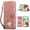 UEEBAI Klapphülle für Samsung Galaxy A52 4G/5G A52S 5G, PU Lederhülle Glitzer 3D Schmetterling Flip Cover Standfunktion Kartenfach Schutzhülle Diamant Glänzende Geldbörse Handschlaufe Etui - Roségold