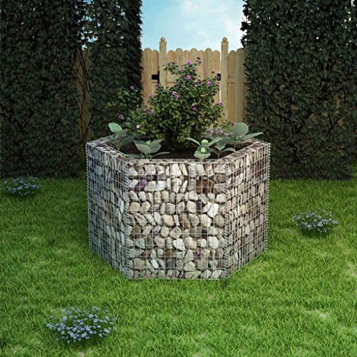 Hexagonal Gabion Planter Stones Cage Basket 160x139x100 cm Galvanised steel