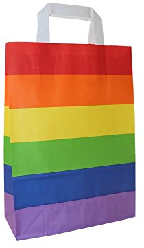 PGV Papiertragetaschen mit Flachhenkel Regenbogen Pride LGBT - Verschiedene Größen und Mengen (22 + 10 x 31 cm, 25 Stück)