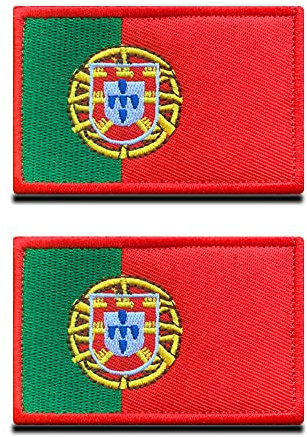 Zcketo 2 Pack Portugal Flagge und Portugiesischer Nationalflagge Patch, Bestickt Verschluss, Emblem, Aufnäher, für Rucksack, Kappe, Jacke, Jeans, Weste, Tasche, Kleidung
