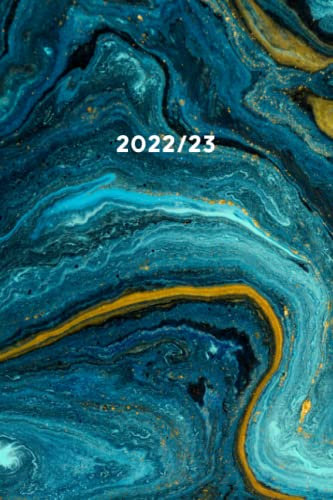 Lehrerkalender 2022 2023: Praktischer Lehrerplaner I A5 I 170 Seiten I 1 Woche pro Doppelseite I Marmor Blau Türkis