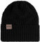 KNIT FACTORY - Sally Mütze - Strickmütze für Damen und Herren - Beanie - Wintermütze mit Wolle - Robusten Look - Hochwertige Qualität - Schwarz