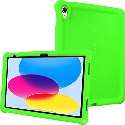 TECHGEAR Funda Compatible con iPad 10 (10 Generazione, 2022), 10,9 Pulgadas Resistente Antideslizante a Prueba de Golpes de Silicona Suave Funda + Protector de Pantalla - Funda Niños