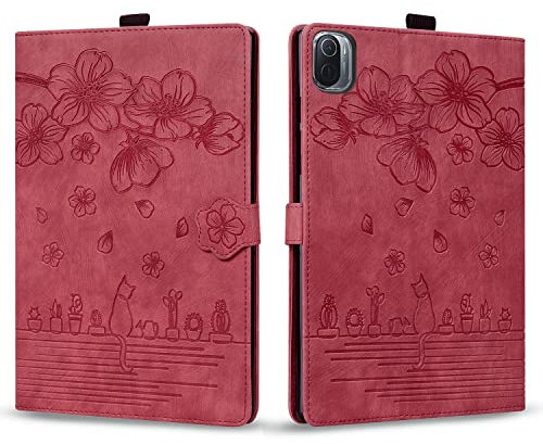 Rosbtib Custodia per Xiaomi Mi Pad 5/ Mi Pad 5 Pro 11 2021, PU Pelle Flip Cover con Magnetica Slot per schede Cover Xiaomi Pad 5, Rosso