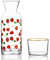 Wrenbury Carafe à eau et verre de chevet en forme de fraise – Pichet à eau mignon de 652 g avec tasse – Charmante carafe et tasse – Cadeaux fraises