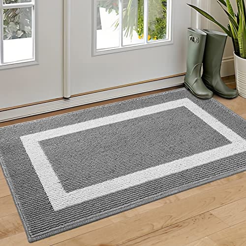 NAXBEY Door Mat Indoor Doormat,Non-Slip Absorbent Dirt Trapper Door Mats Indoor,Machine Washable Low-Profile Floor Mats for Front Back Door,Hallway,Kitchen,Garden,Laudry Room (50 x 80 cm, Grey)