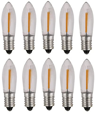 ShuoHui E10 COB LED Ersatzlampen Glühbirnen Topkerze für Lichterkette 14V-55V AC 0.2W 3000K Warm Weiß (15)