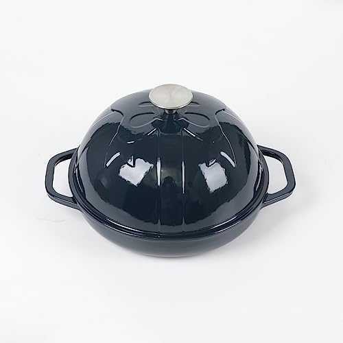 HAWOK Gusseisen-Brotofen mit Glockendeckel, Durchmesser 25 cm, 1,5 qt, Sauerteig-Backform, emailliert, Marineblau