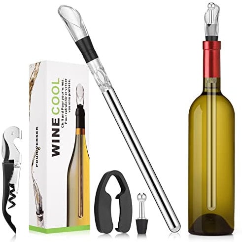 Zocipro 4-in-1 Stainless Steel Bottle Chiller Rod with Bottle Opener, Zinc Alloy Wine Stopper, Paper Cutter, Chiller Stick for White & Red Wine