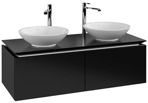 Villeroy & Boch Legato Waschtischunterschrank B583, 1200x380x500mm, 2 Waschtische, Farbe: Black Matt Lacquer