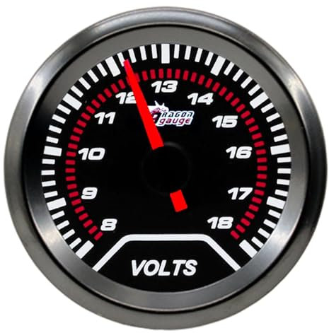 ETOPARS Universelle Auto Spannungsanzeige 2Zoll 52mm Auto Spannungsmesser Messgerät 8V - 18V Voltmeter Zeiger Anzeige Spannungs Weiß Lichtanzeige Instrument Rauchtönung Len