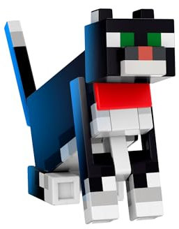 Mattel Minecraft Serie de Diamante Gato con Esmoquin, Figura de acción con Horno Que Parpadea, Pluma y trozo de Bacalao, diseño pixelado, Juguete Regalo para niños y niñas +6 años, HTM07