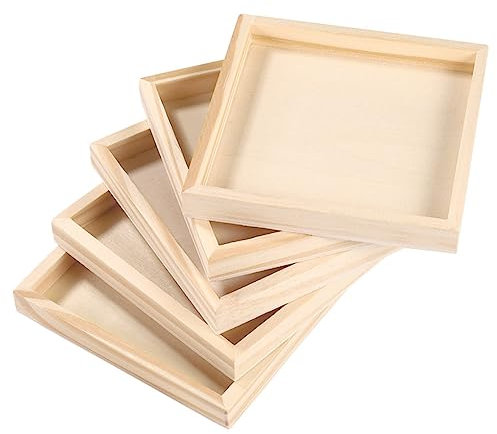 TOYANDONA 5pcs Wooden Puzzle Sorting Trays for 3d Puzzle Toys Unfinished Wood Storage Organizer and Craft Sorting