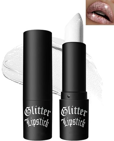 Glitzer-Lippenstift Weiß, Diamond Metallic Funkelnder Matt Lippenstift,Wasserdichter Langanhaltender Lipgloss, Non-stick Cup Waterproof Glitter Lipstick Lip Tint Balm, Make-up für Weihnachten-01